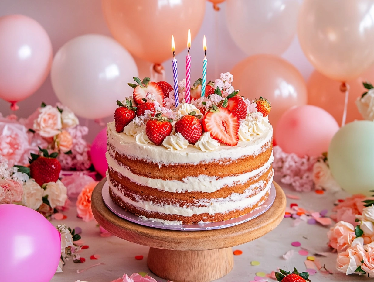 strawberry naked cake ideas birthday