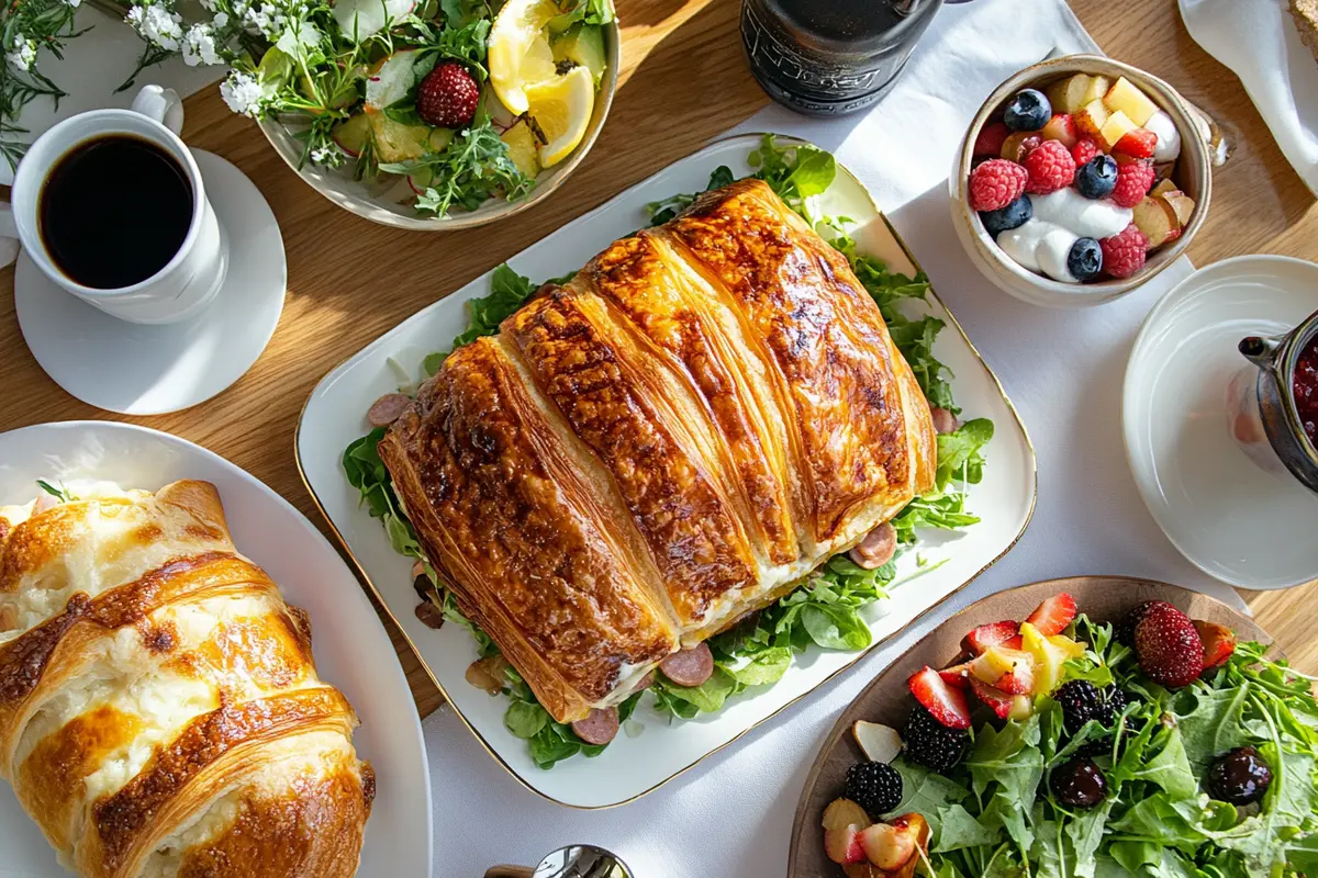 Ham and Cheese Croissant Bake with Side Dishes