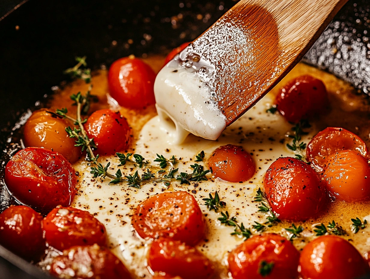 Cherry tomatoes and cream sauce for lobster linguine