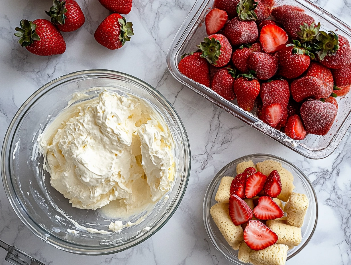 Ingredients and preparation process for strawberry tiramisu