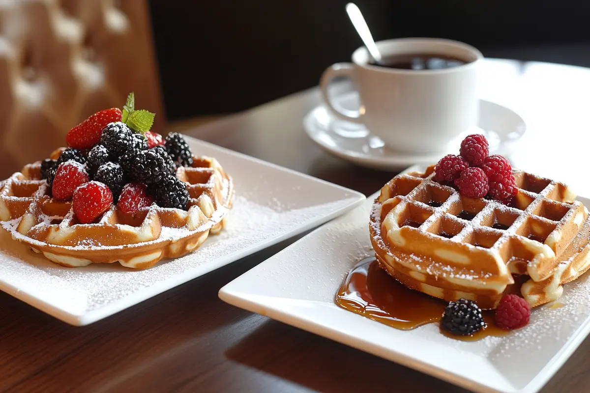 Belgian waffle and American waffle side-by-side comparison