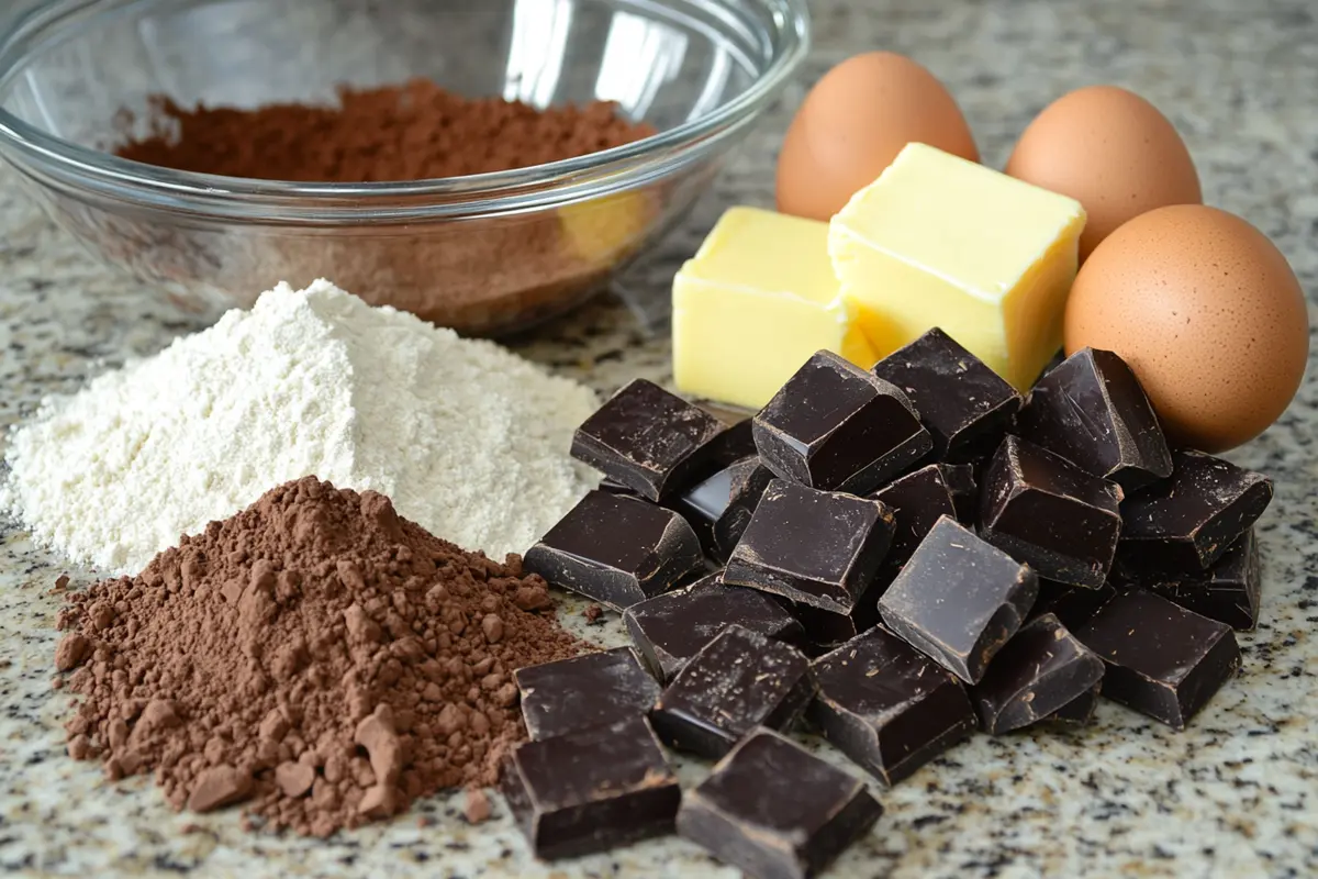 Ingredients for making homemade lava cake cookies.