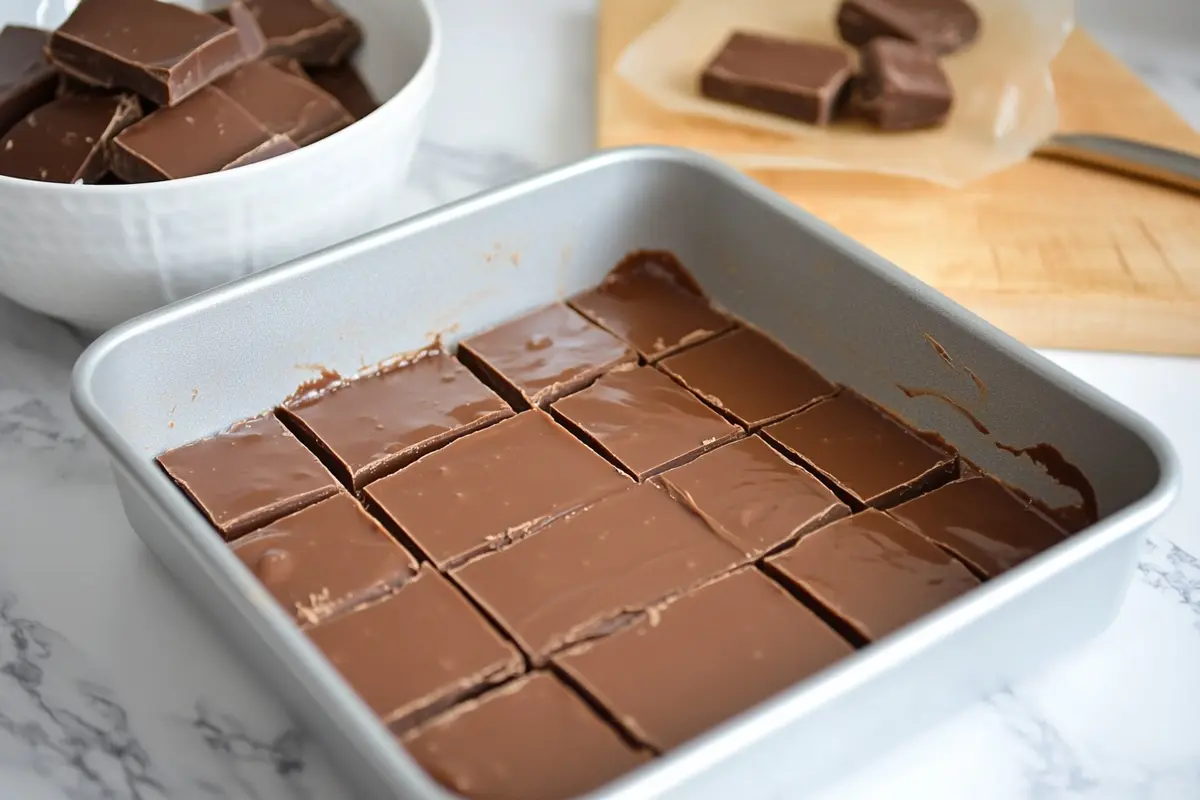 Step-by-step process of making 2 Ingredient Fudge