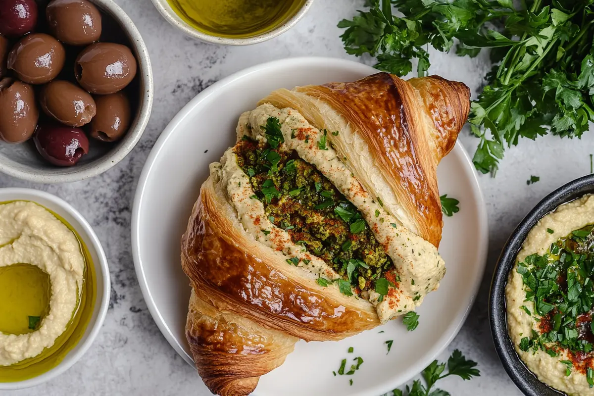 Mediterranean-style croissant with za’atar and olives