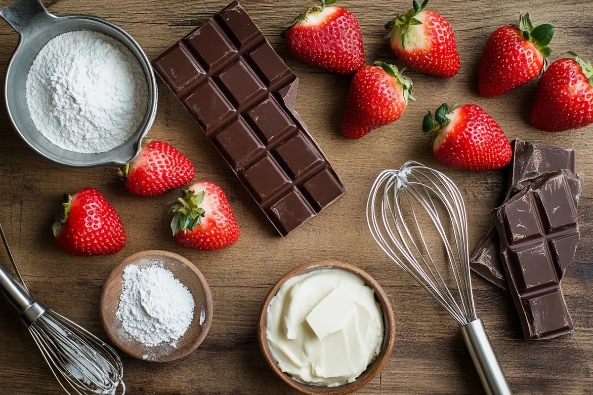 Ingredients for making strawberry truffles.