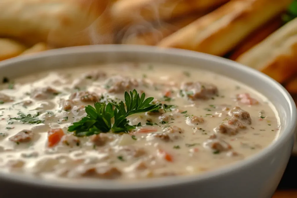 Creamy Parmesan Italian Sausage Soup.