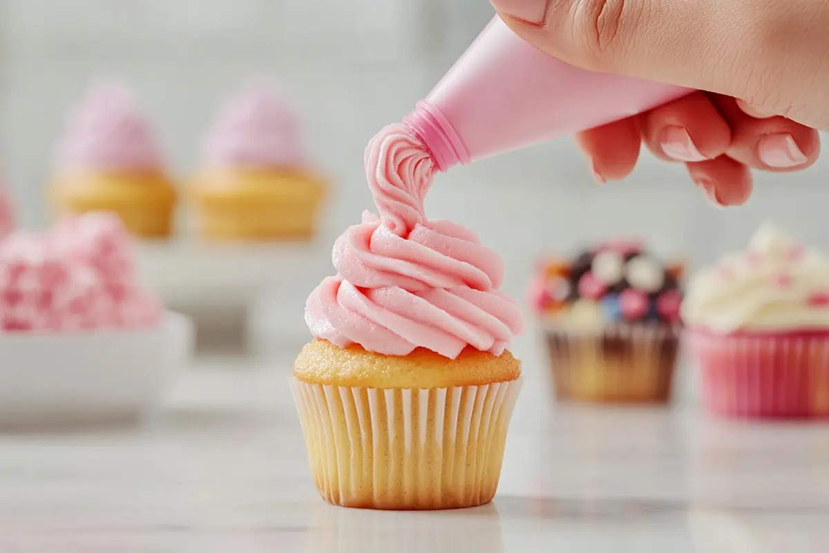Frosting Mini Cupcakes with Piping Bag